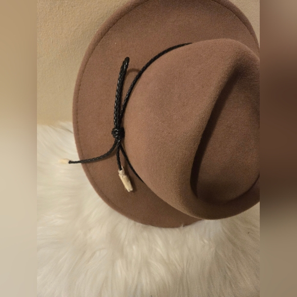 Women's Summer & Rose Wool Fedora Hat with Beige With black Trimming - Picture 2 of 16